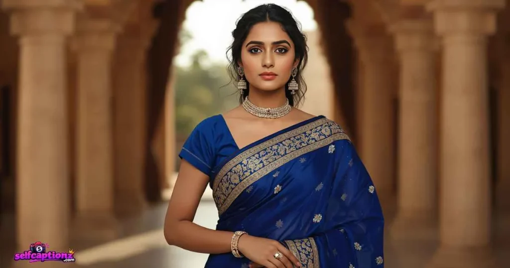 Blue Saree Caption For Instagram Pinterest