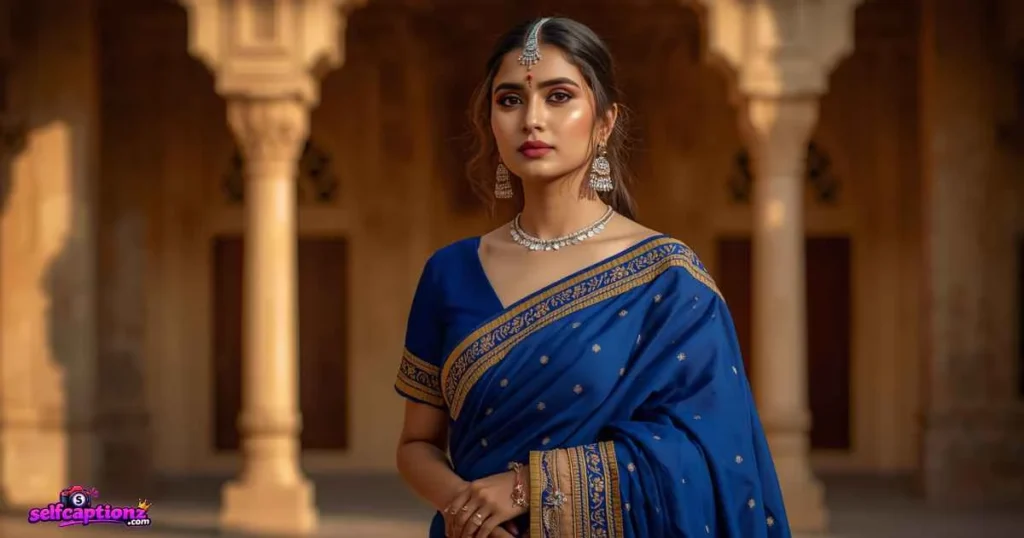 Blue Saree Captions For Instagram In Hindi